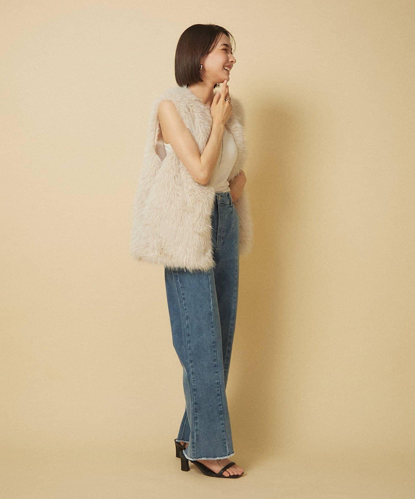 【nane】《サイズ展開有》直筒牛仔喇叭褲