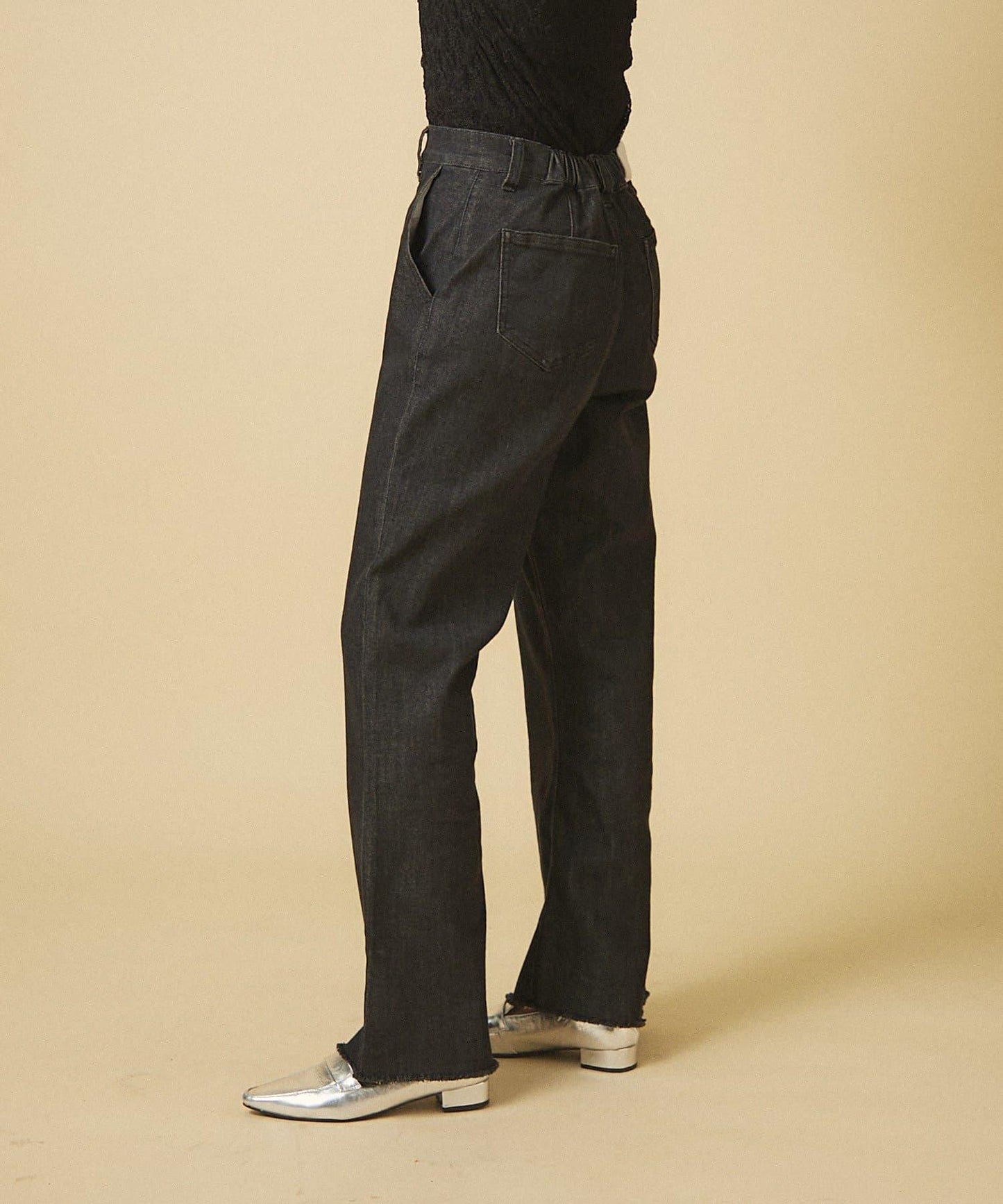 【nane】《サイズ展開有》直筒牛仔喇叭褲