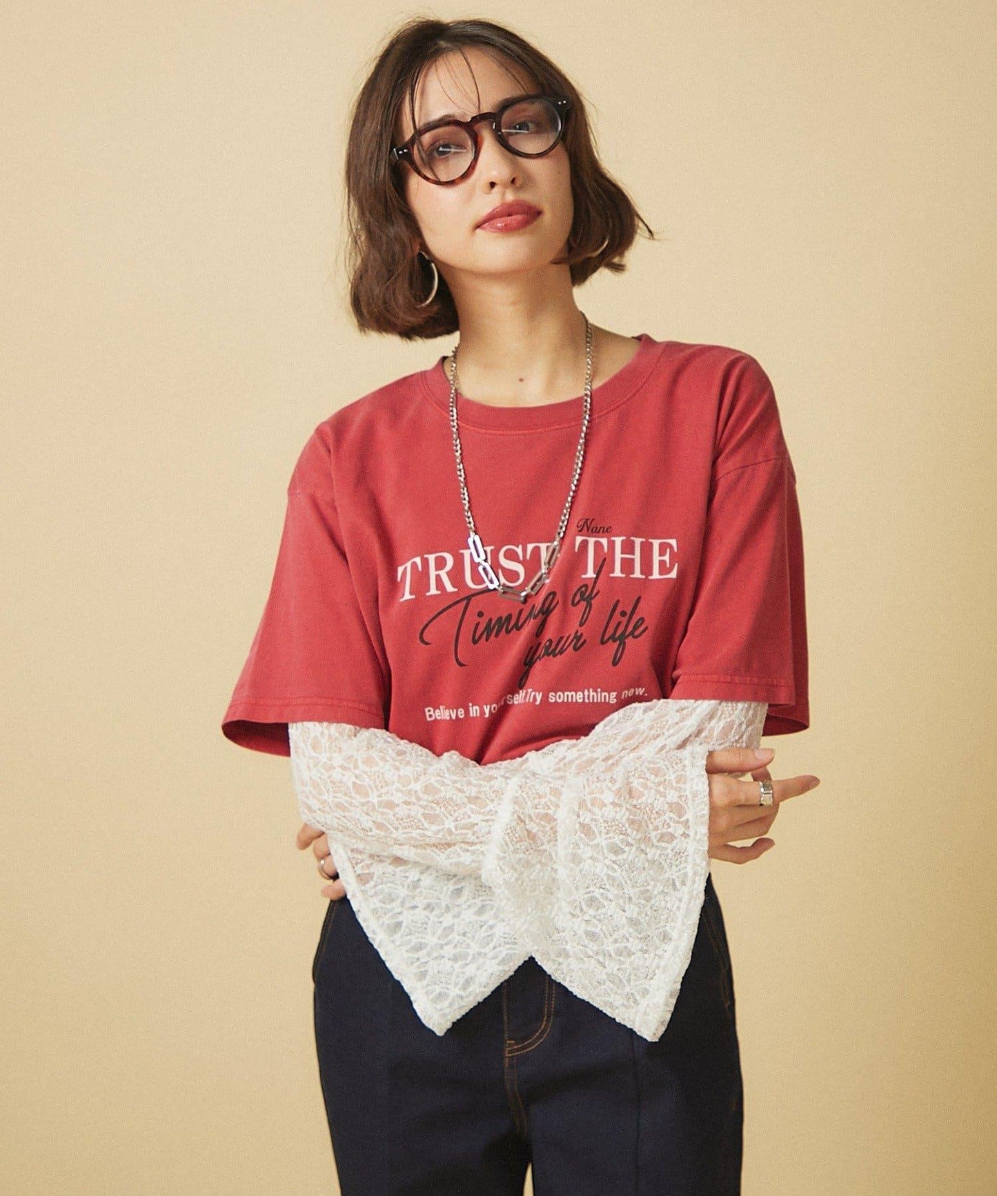 【nane】水洗工藝字母印花T恤