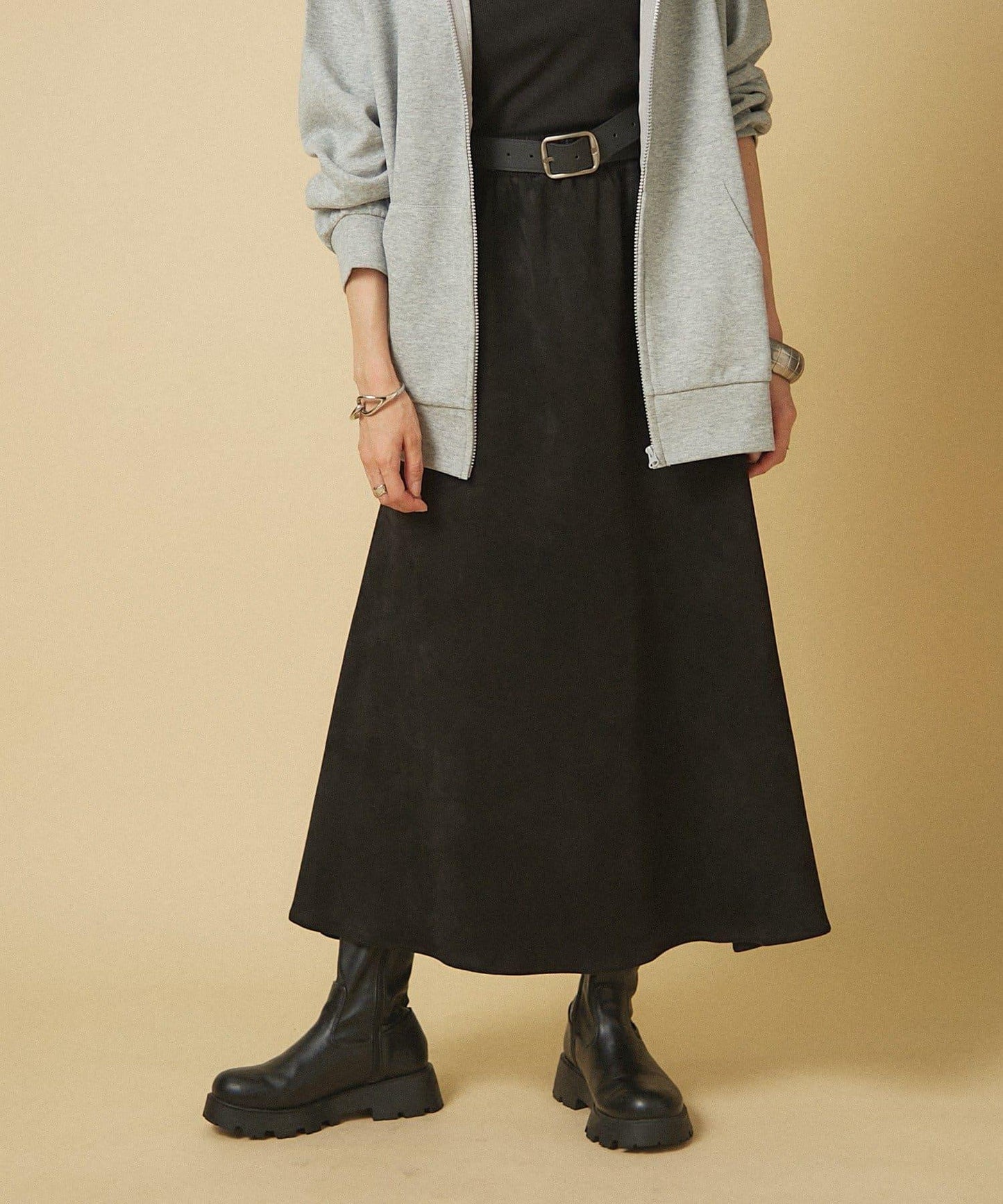 【nane】拼色半喇叭裙