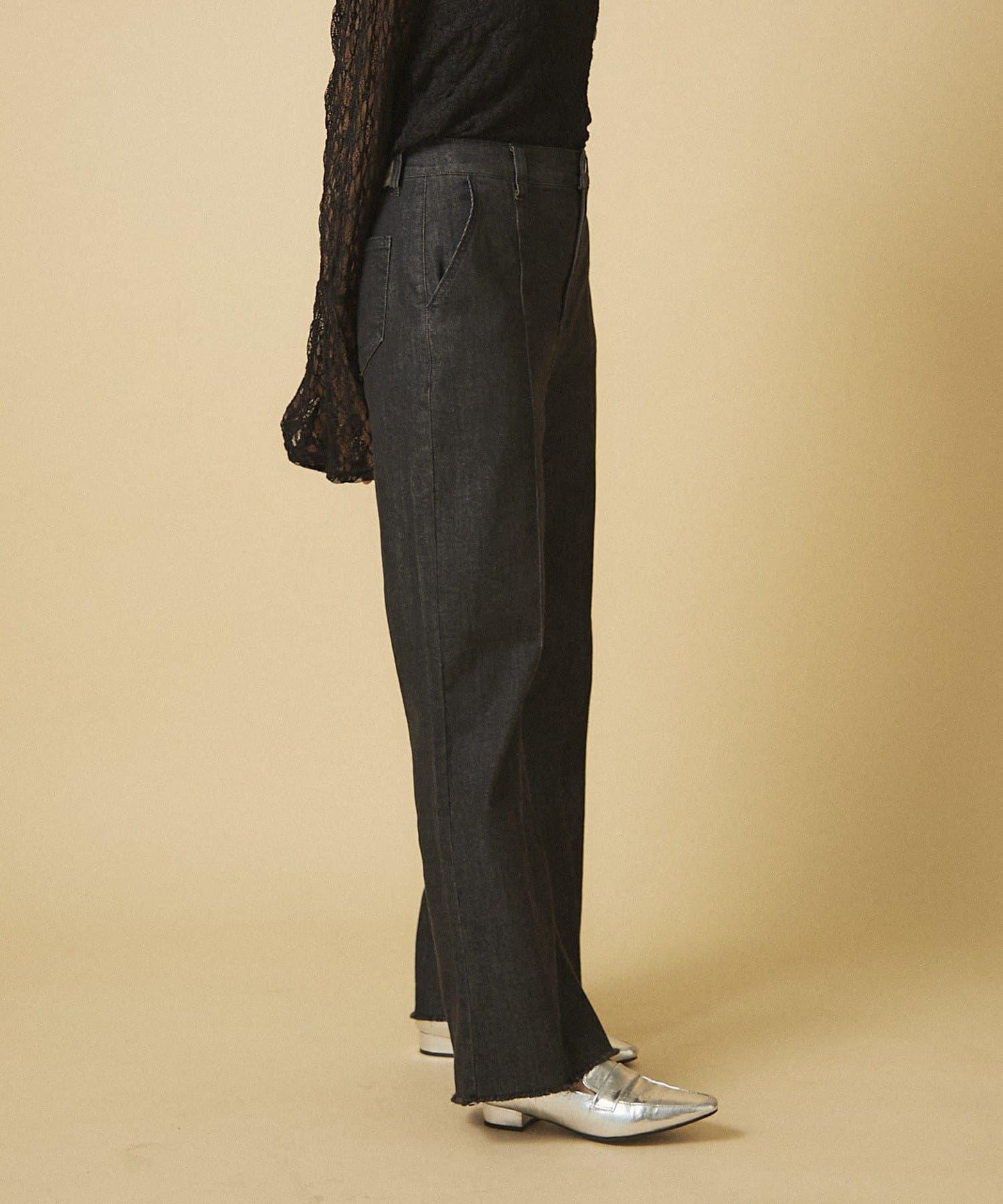 【nane】《サイズ展開有》直筒牛仔喇叭褲