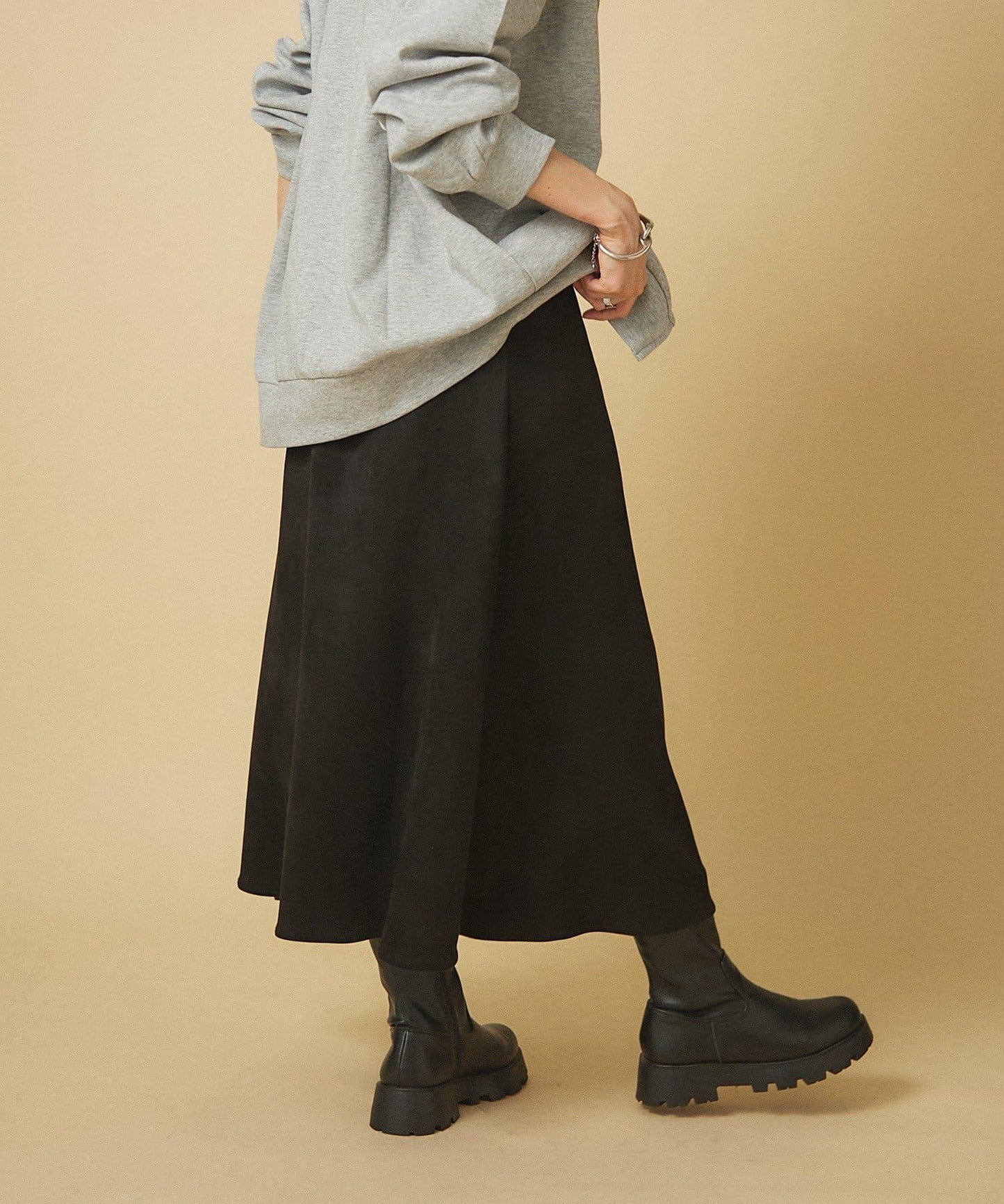 【nane】拼色半喇叭裙