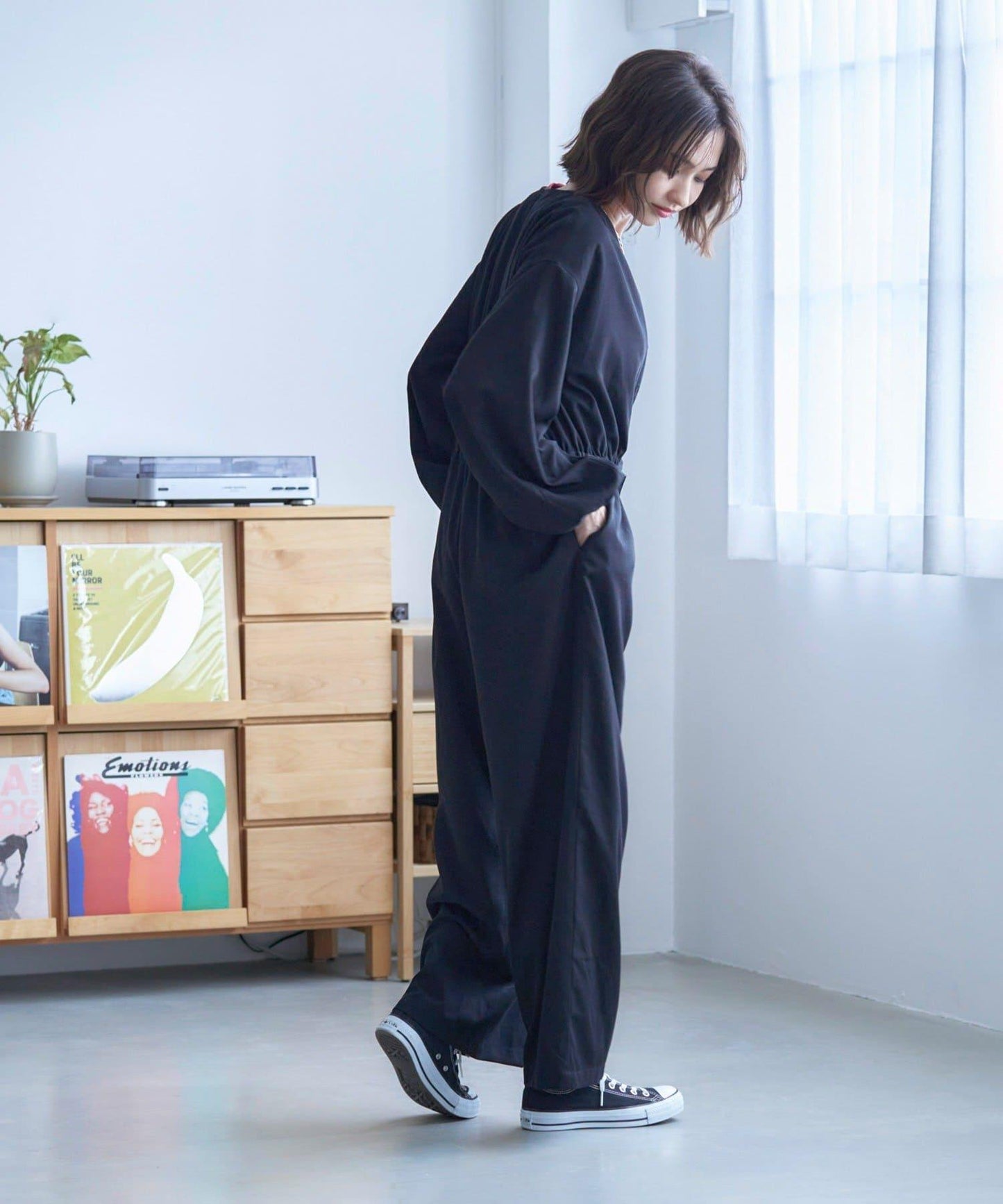 【nane】《有多種尺碼》泡泡袖連體褲