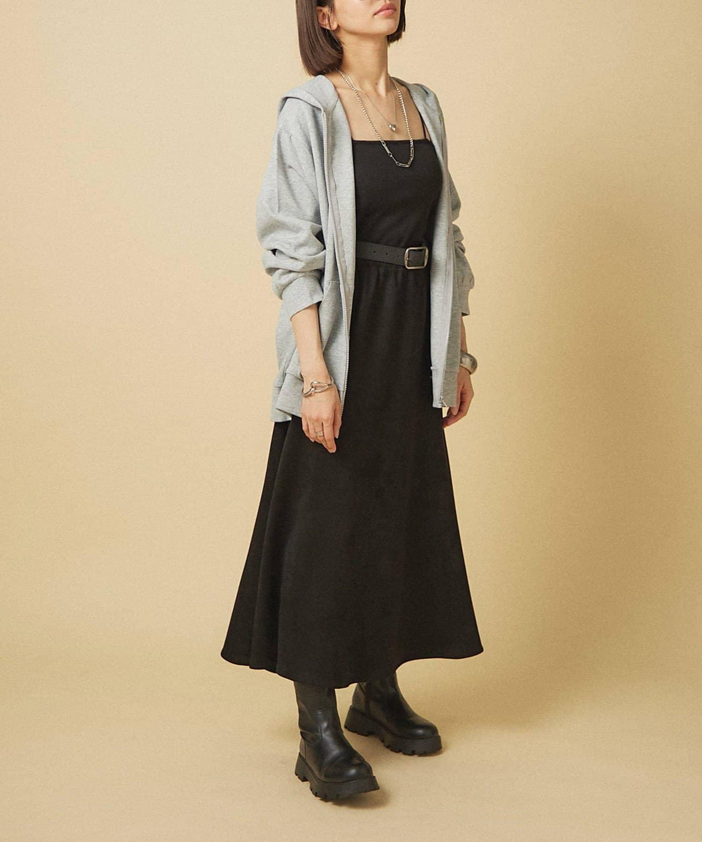 【nane】拼色半喇叭裙