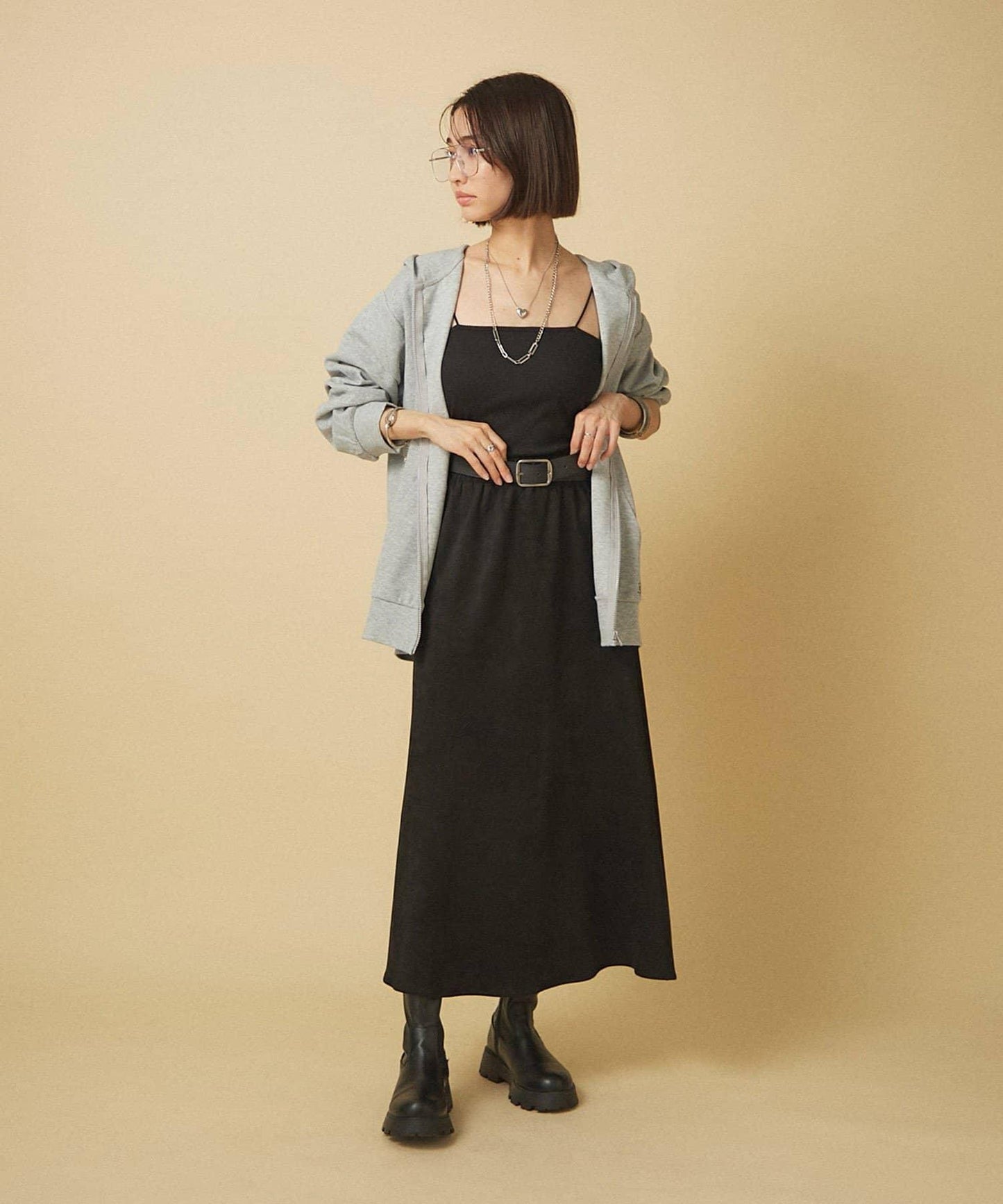 【nane】拼色半喇叭裙