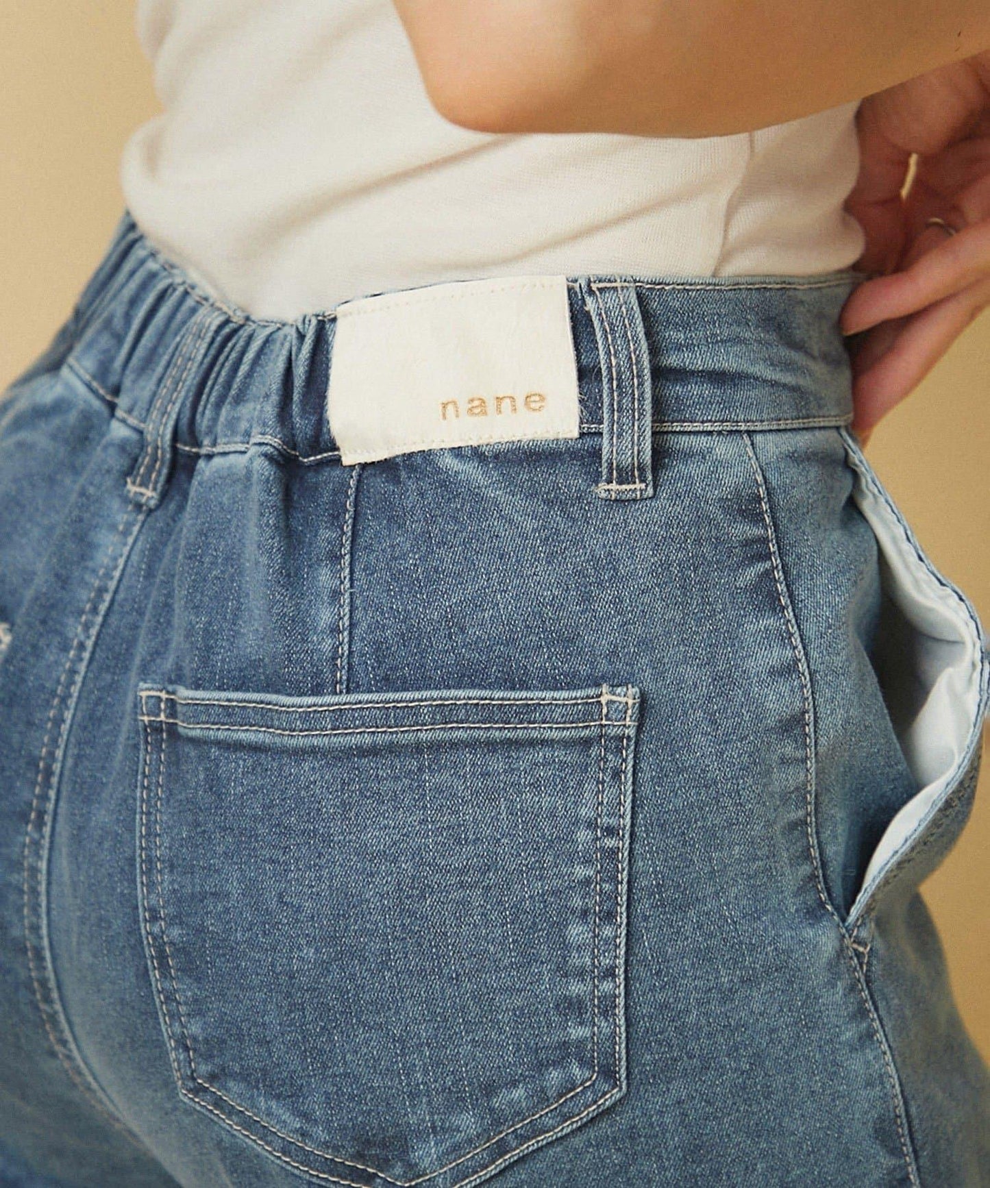 【nane】《サイズ展開有》直筒牛仔喇叭褲