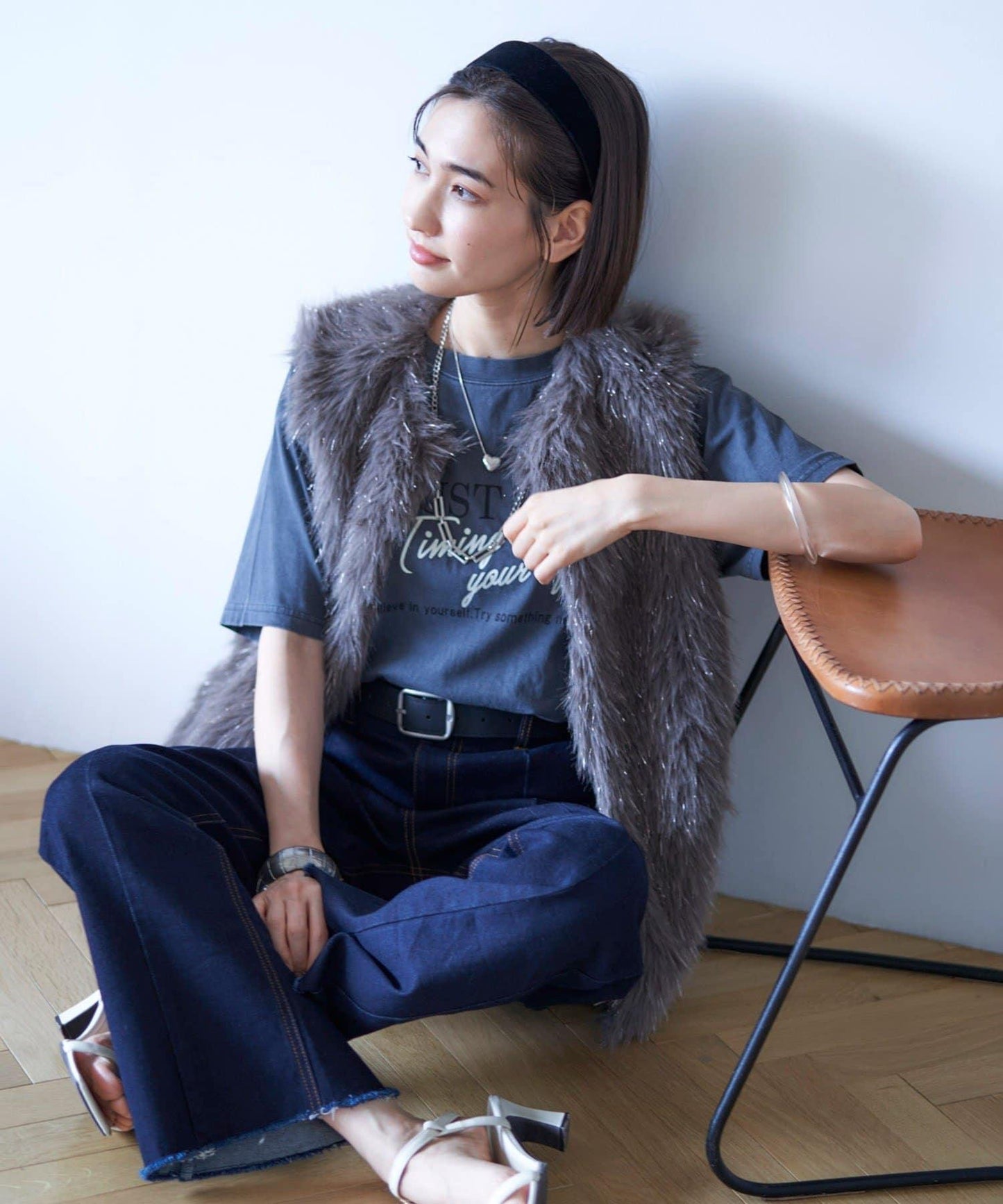 【nane】《サイズ展開有》直筒牛仔喇叭褲