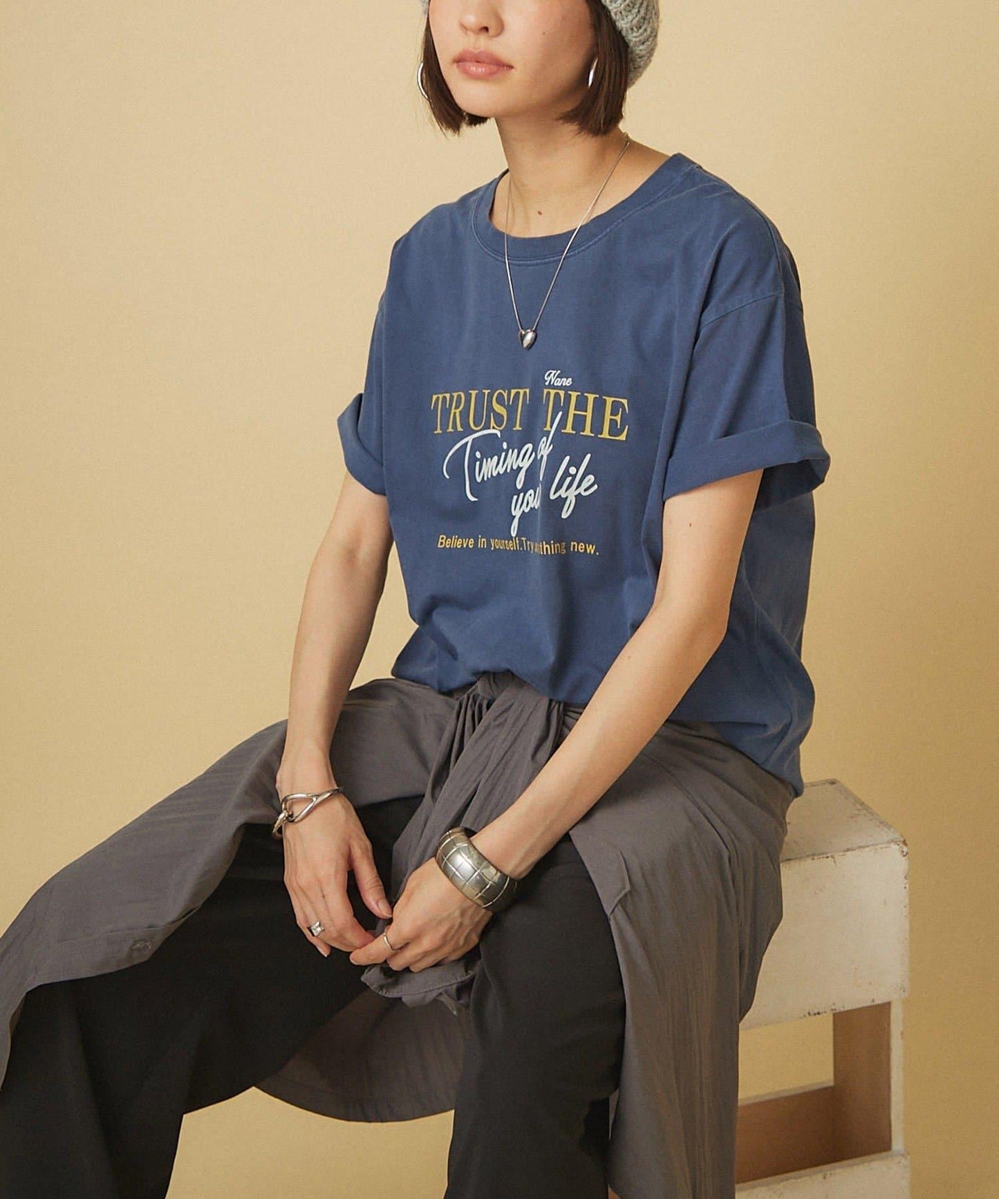 【nane】水洗工藝字母印花T恤