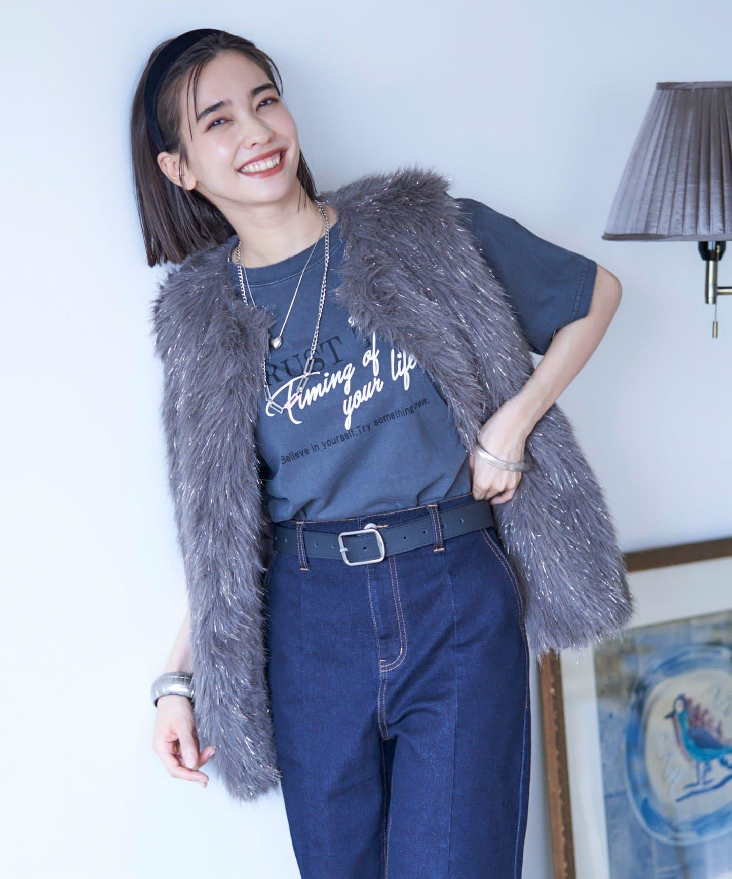 【nane】水洗工藝字母印花T恤