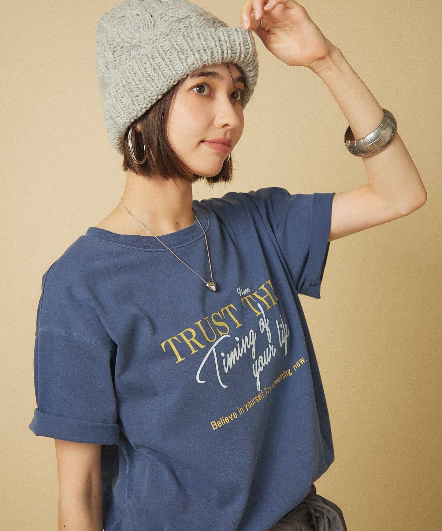 【nane】水洗工藝字母印花T恤