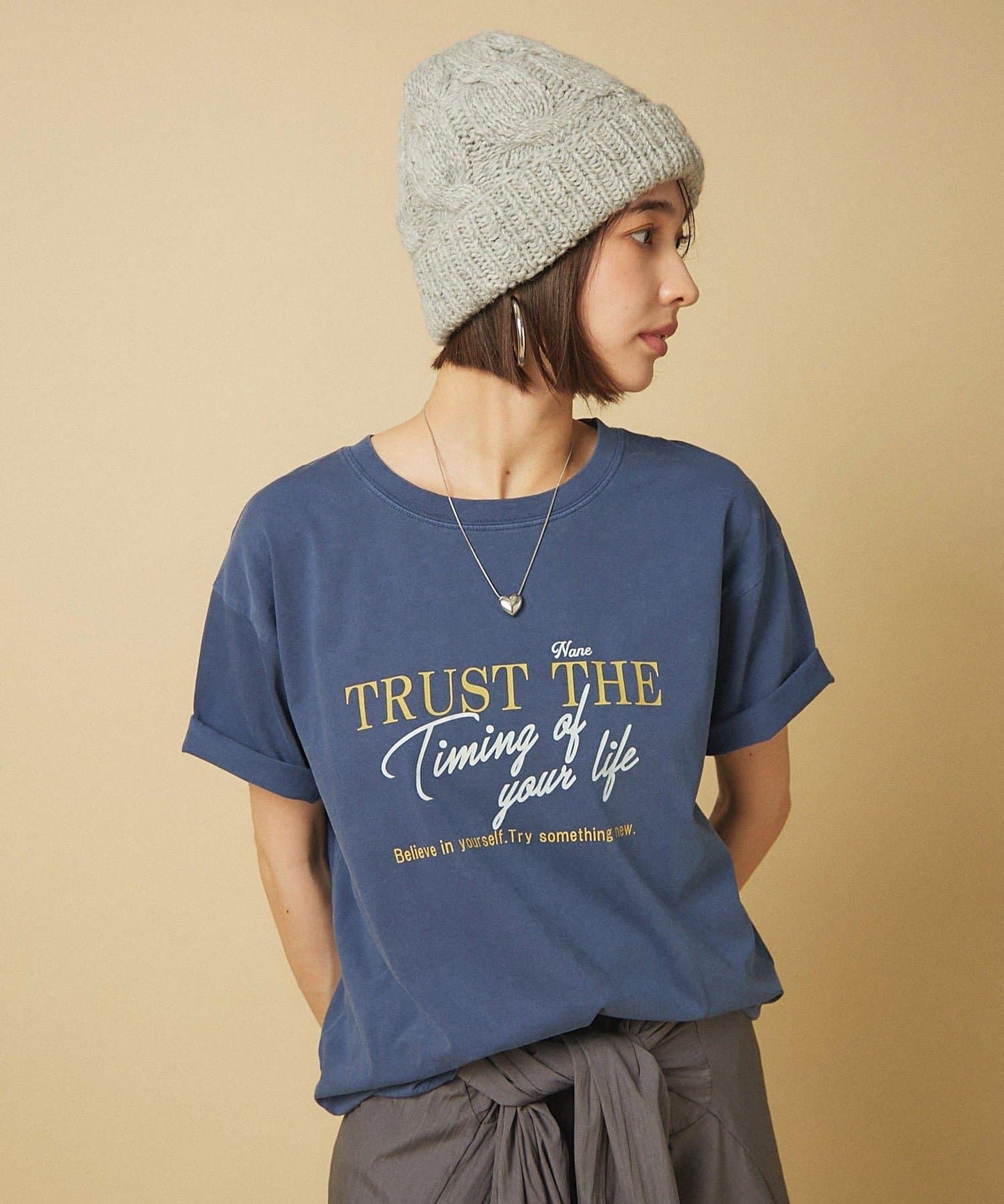 【nane】水洗工藝字母印花T恤