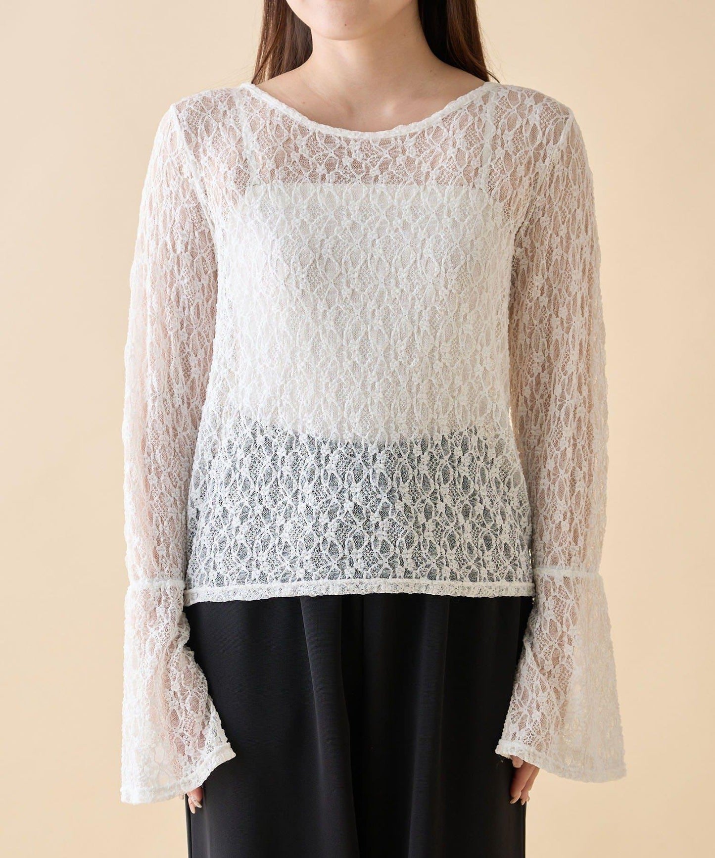 蕾絲喇叭袖套頭衫