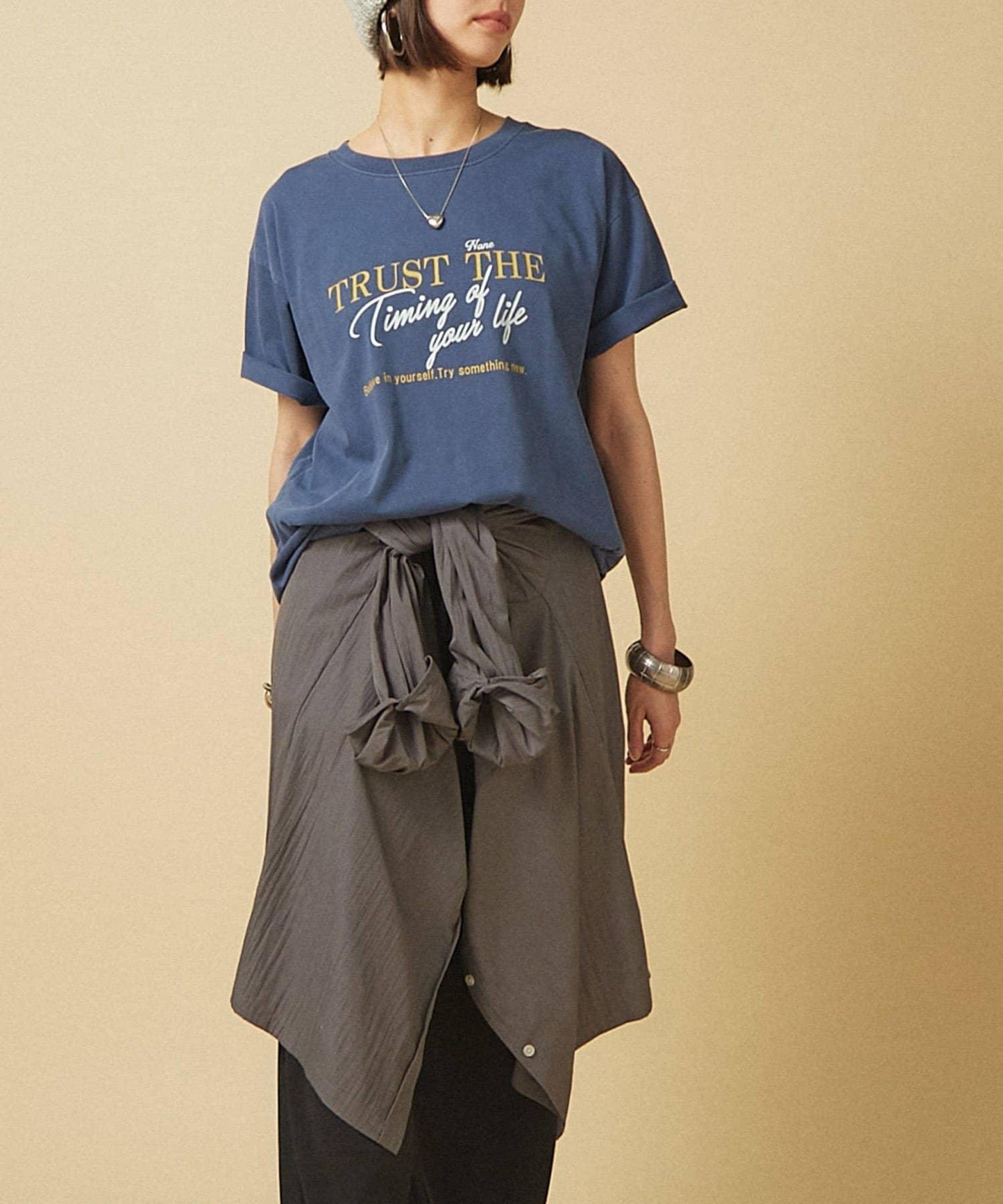 【nane】水洗工藝字母印花T恤