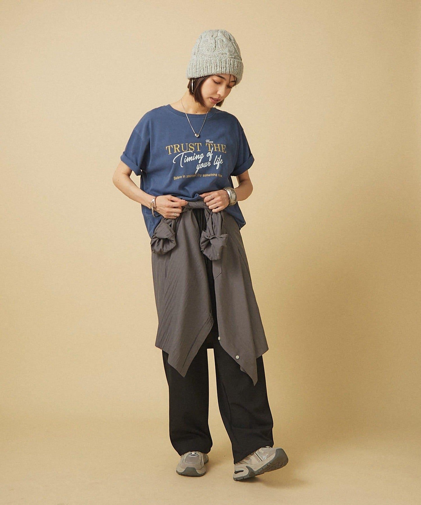 【nane】水洗工藝字母印花T恤