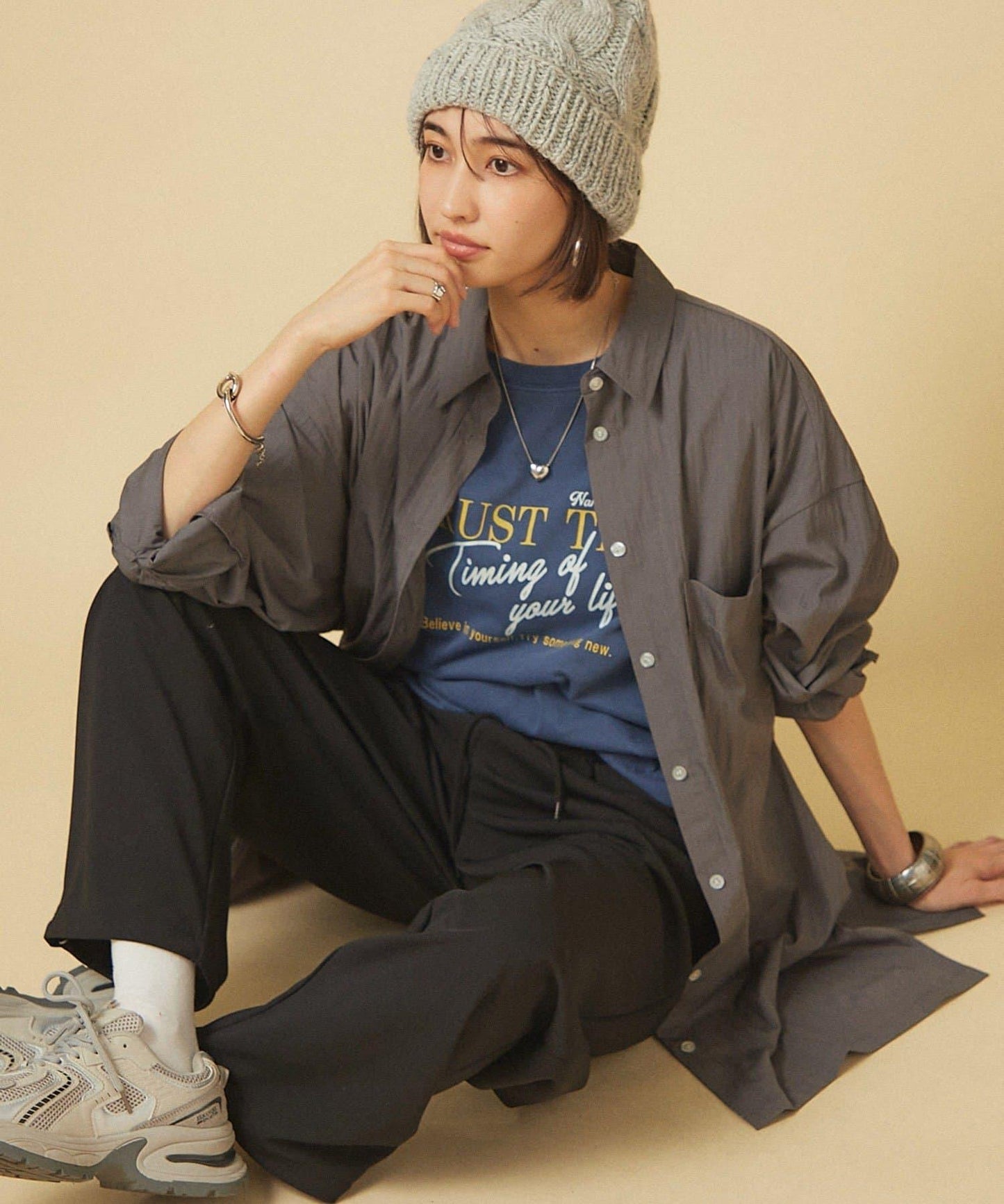 【nane】水洗工藝字母印花T恤