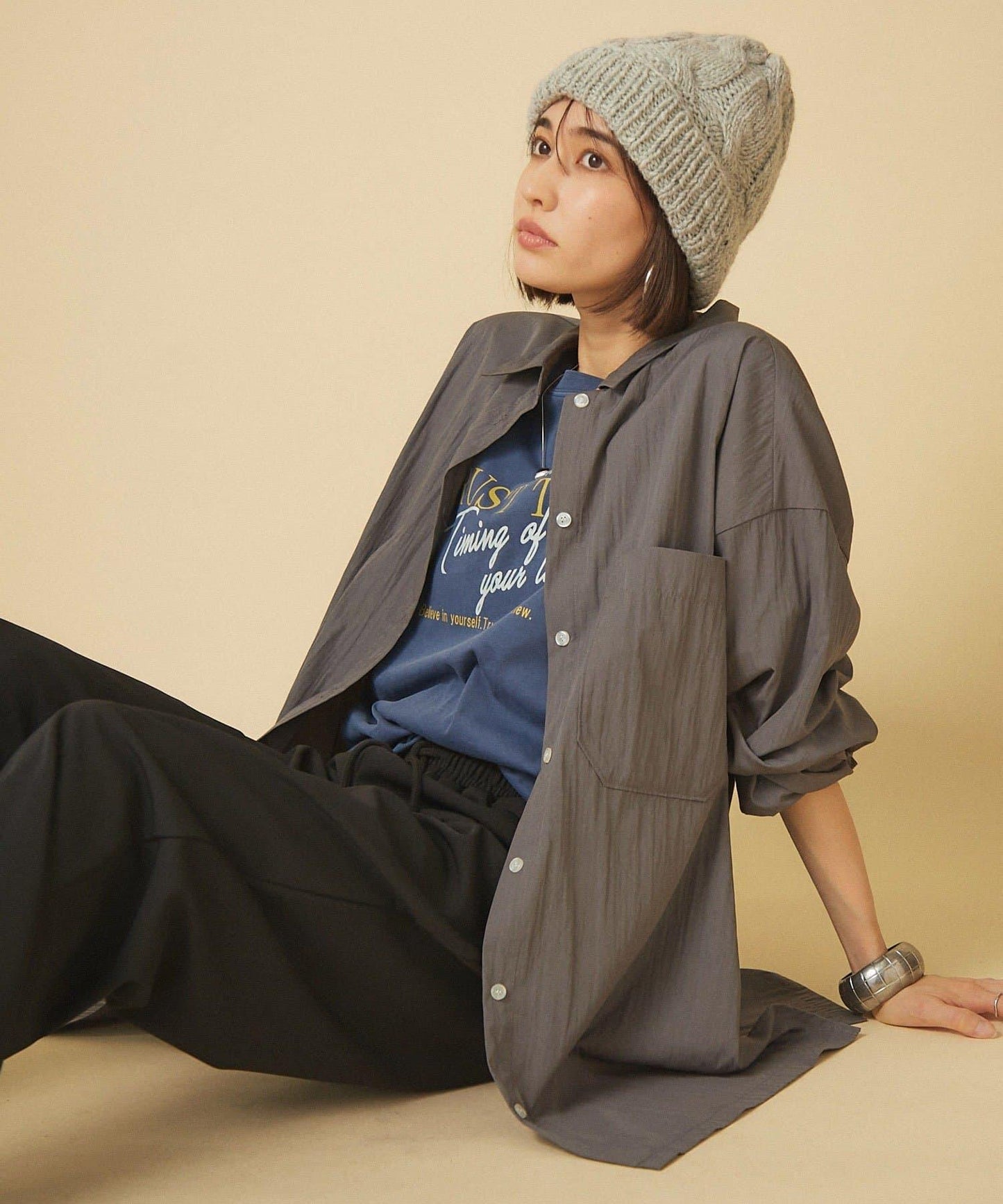 【nane】水洗工藝字母印花T恤