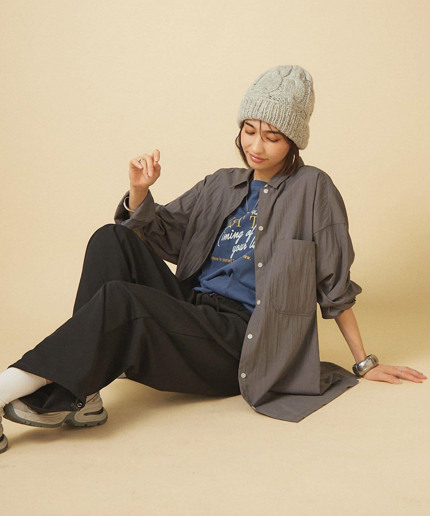 【nane】水洗工藝字母印花T恤