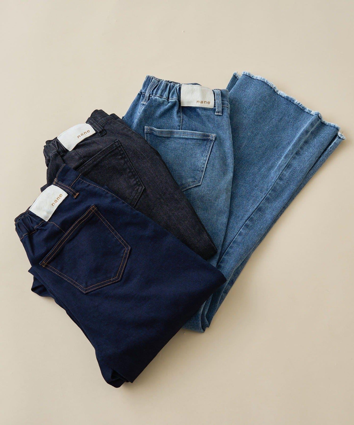 【nane】《サイズ展開有》直筒牛仔喇叭褲