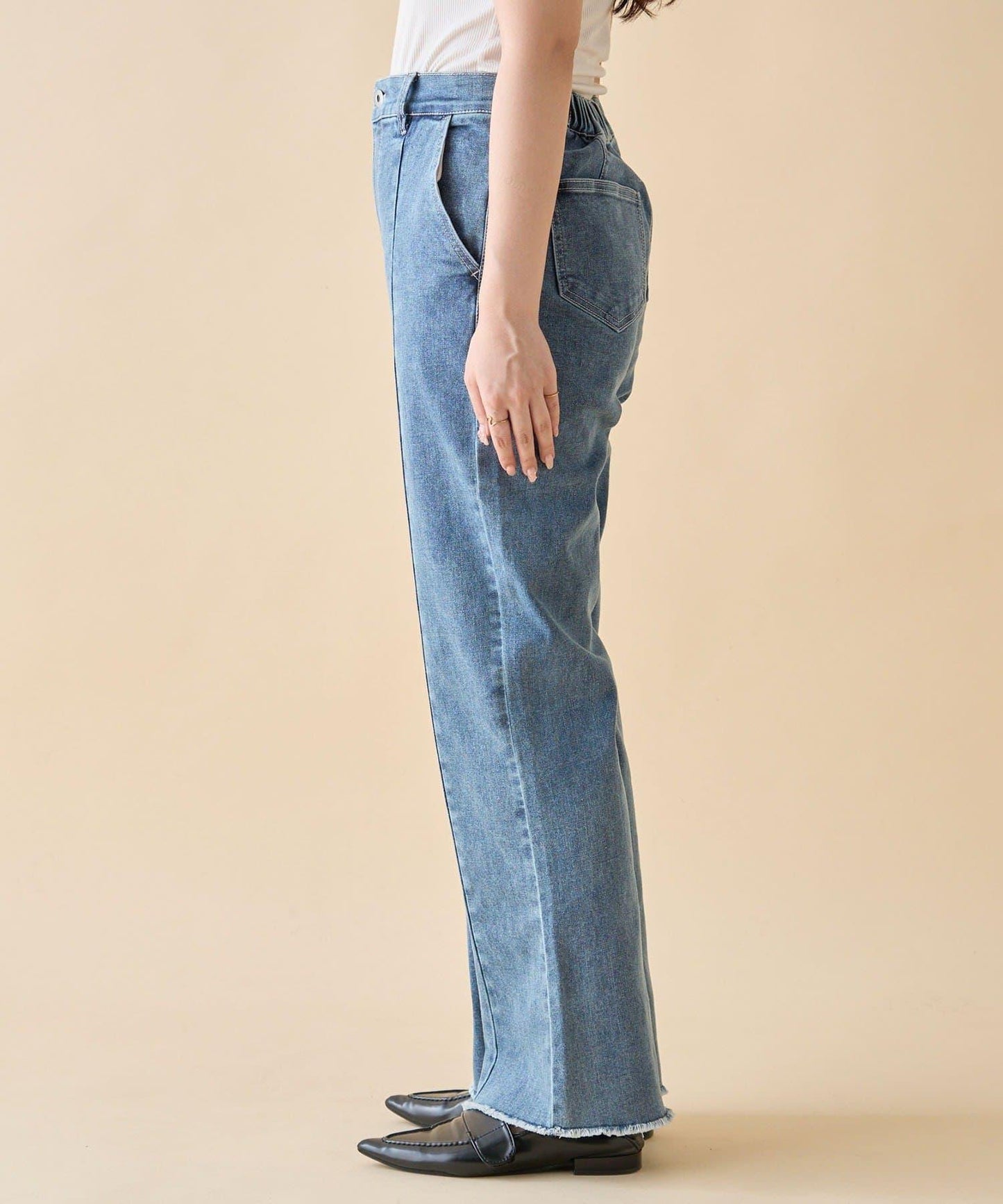 【nane】《サイズ展開有》直筒牛仔喇叭褲