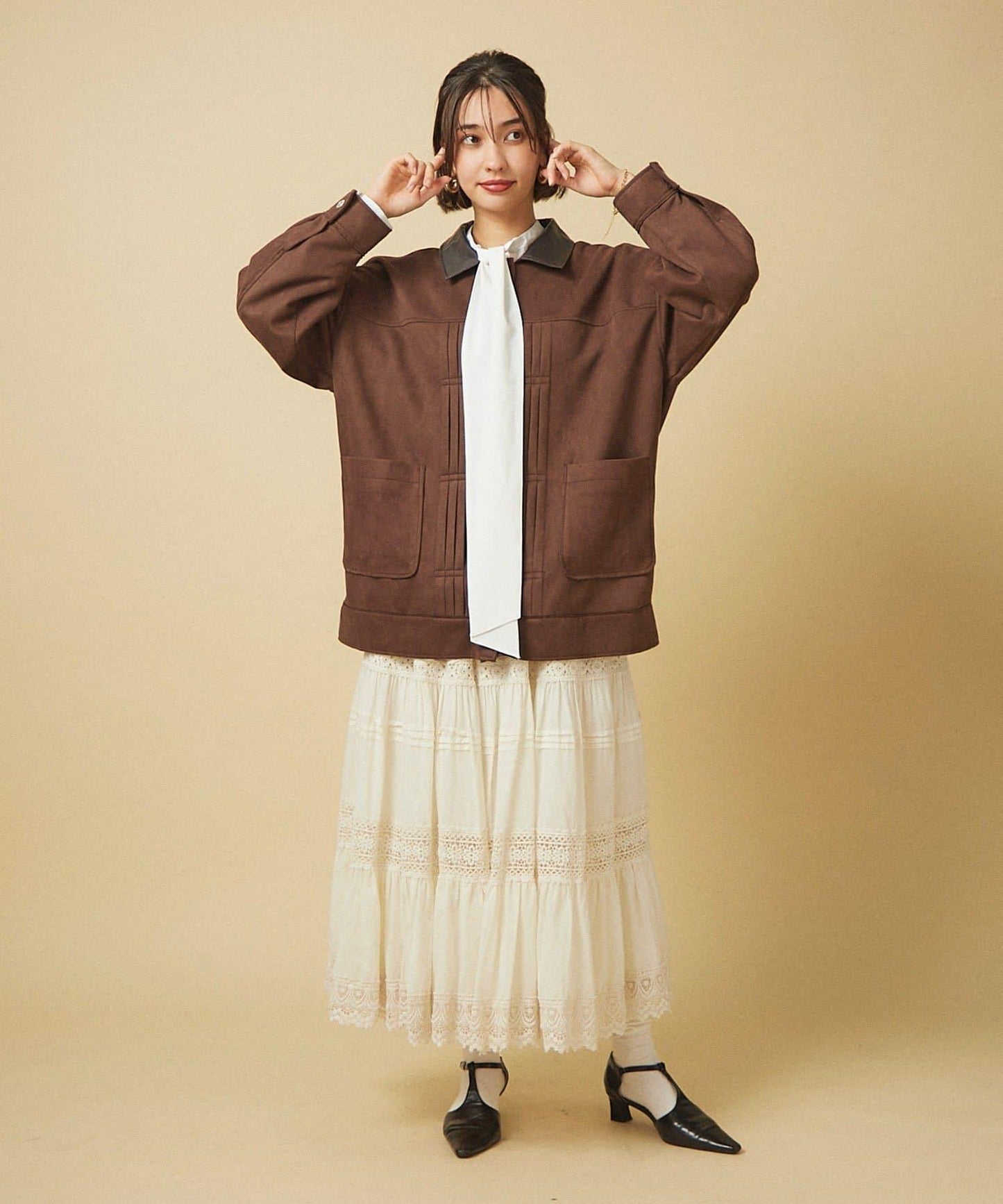 【nane】【India Series】蕾絲拼接長款半身裙