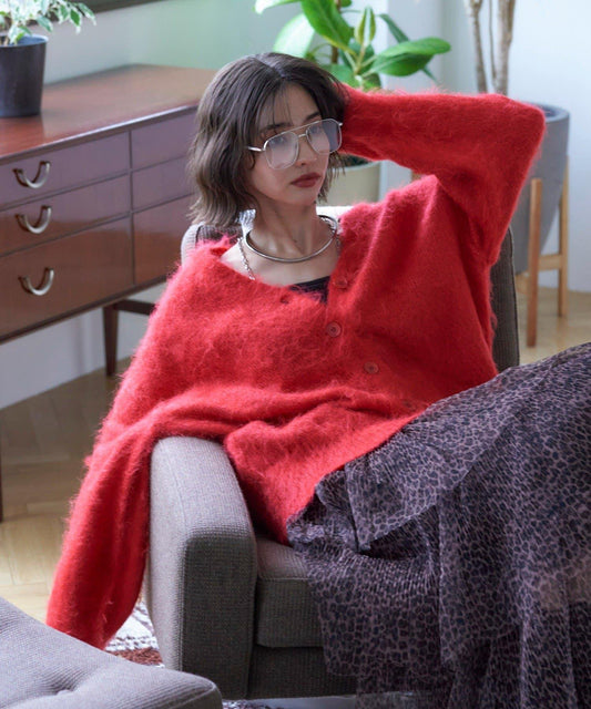 多色可選!6色V領長毛絨開衫