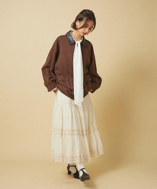 【nane】【India Series】蕾絲拼接長款半身裙