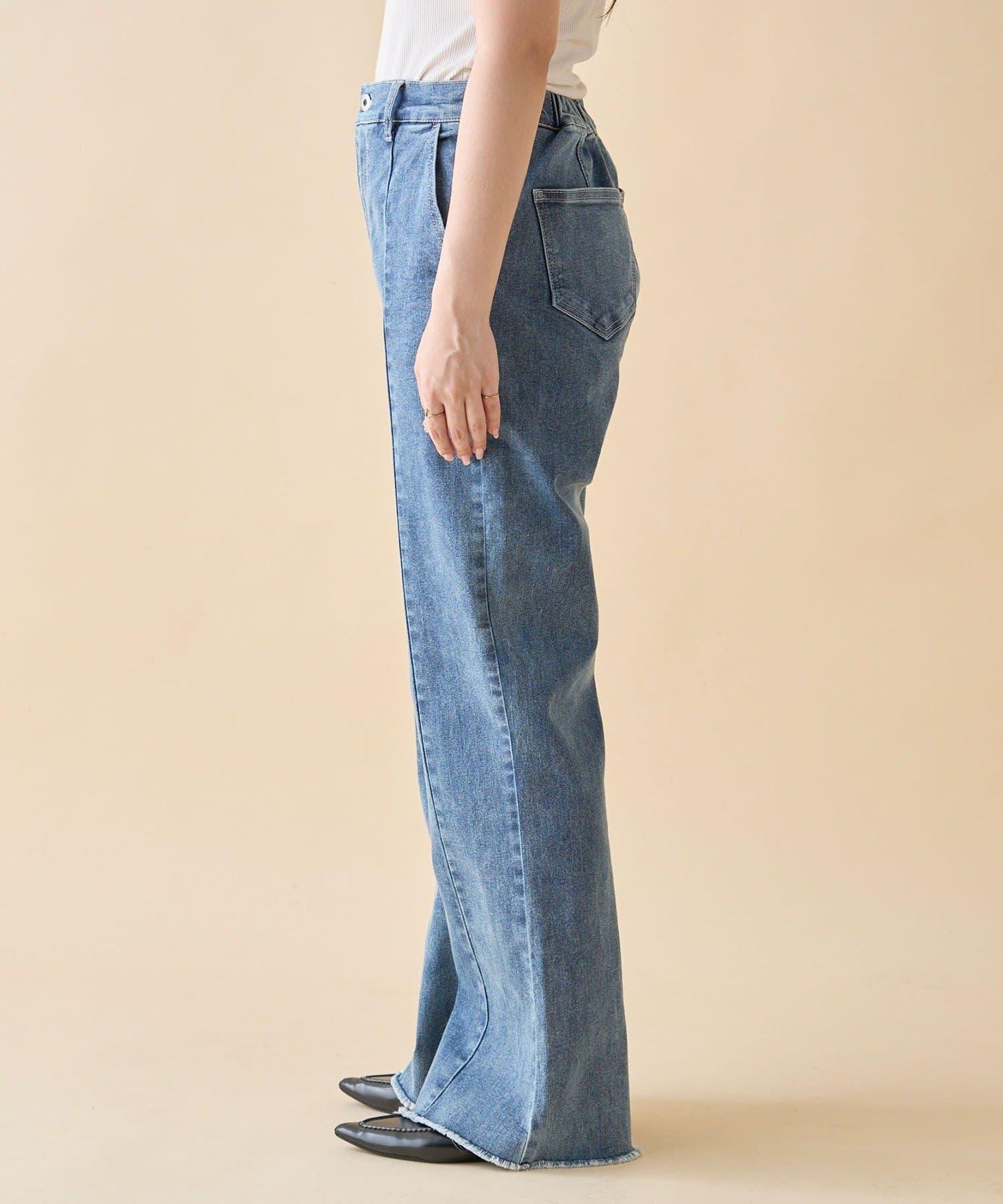 【nane】《サイズ展開有》直筒牛仔喇叭褲