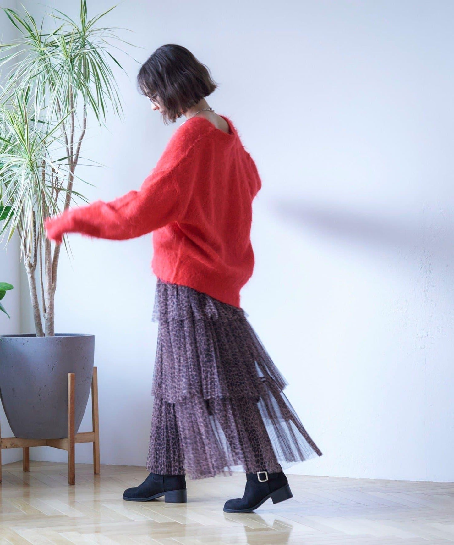 【nane】豹紋網紗半身裙
