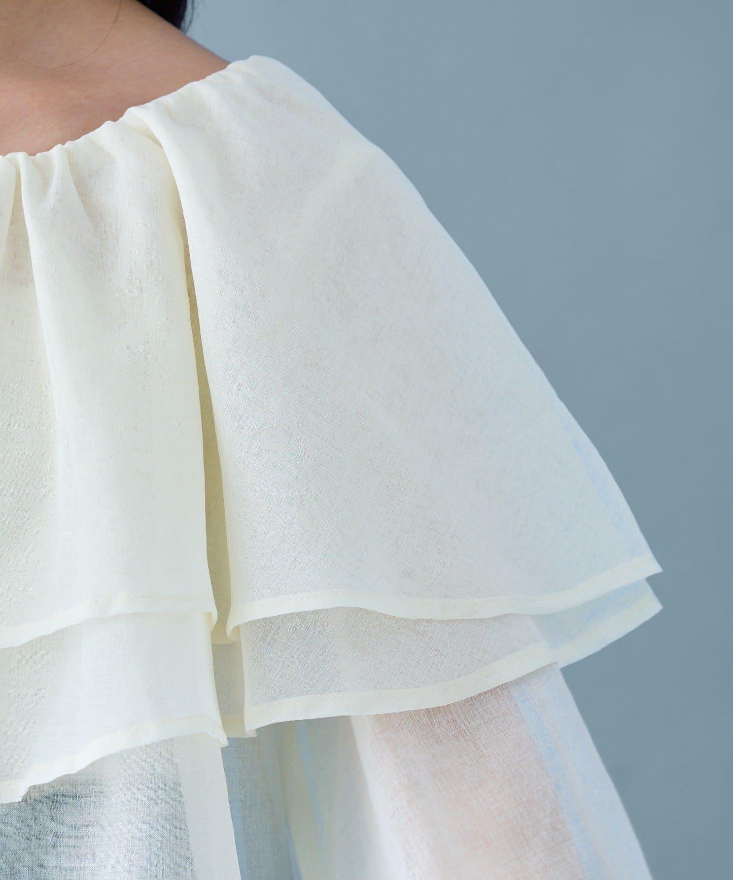 透視荷葉邊長袖襯衫