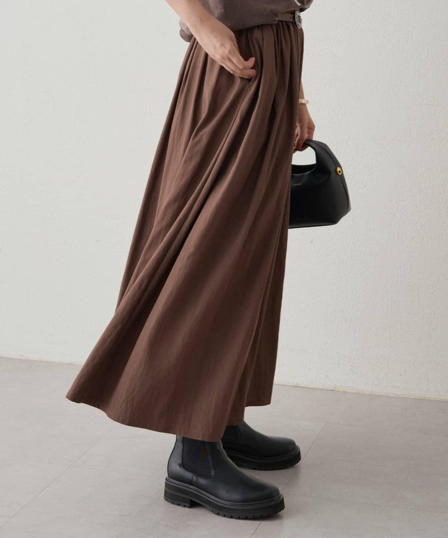 褶皺收腰半身裙