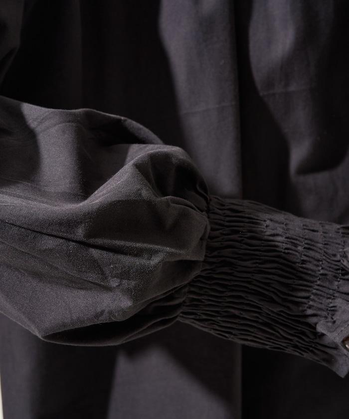 印度棉斜紋褶皺泡泡袖襯衫