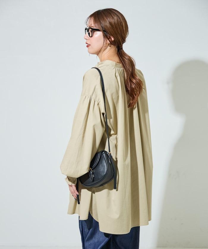 印度棉斜紋褶皺泡泡袖襯衫