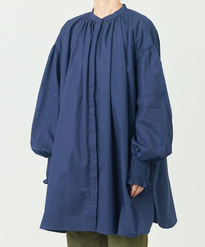 印度棉斜紋褶皺泡泡袖襯衫