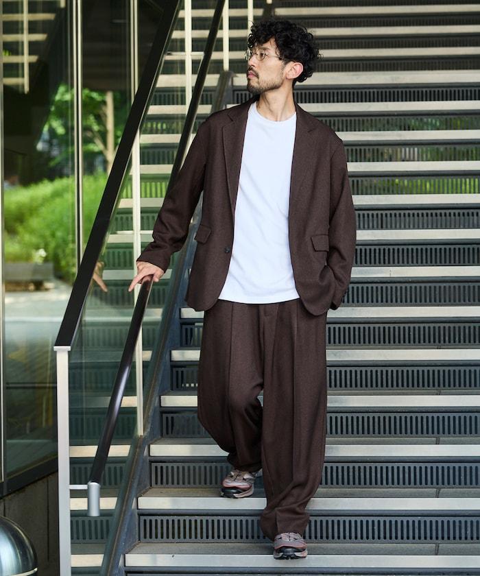 Urban Comfortable 休閒寬鬆羊毛感套裝 /西裝外套/休閒褲