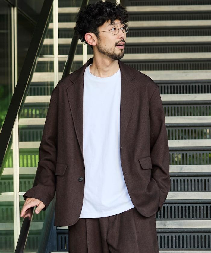 Urban Comfortable 休閒寬鬆羊毛感套裝 /西裝外套/休閒褲