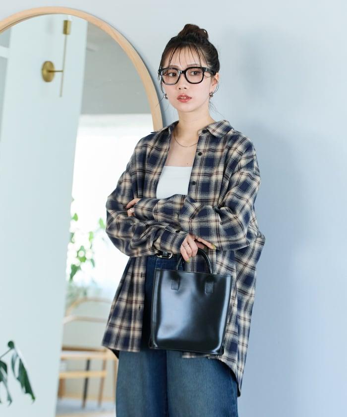 法蘭絨格子寬鬆襯衫
