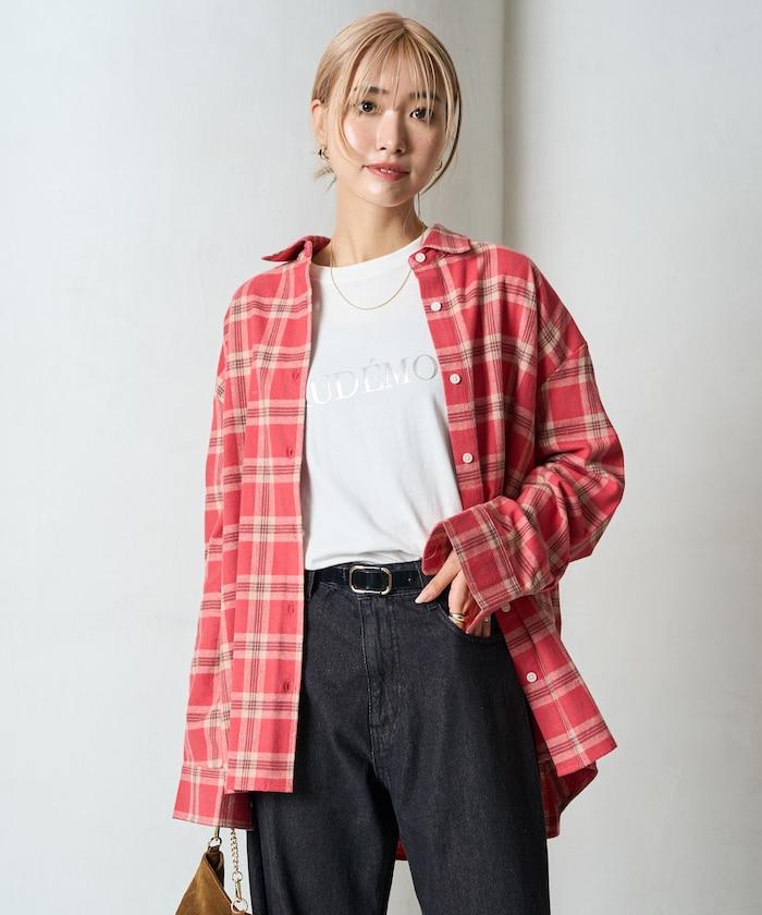 法蘭絨格子寬鬆襯衫