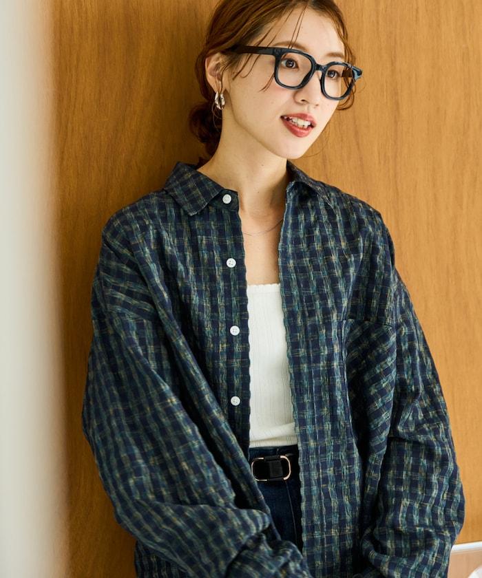 格子紋寬鬆版型襯衫