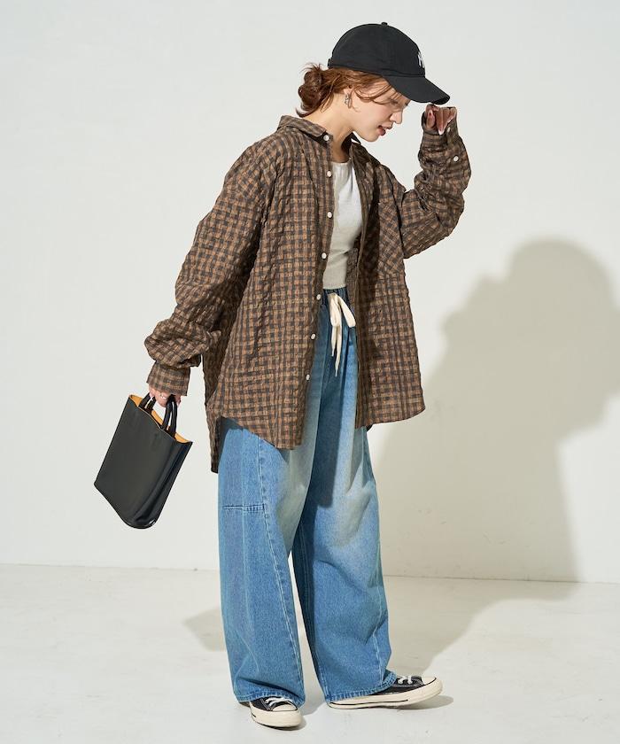 格子紋寬鬆版型襯衫