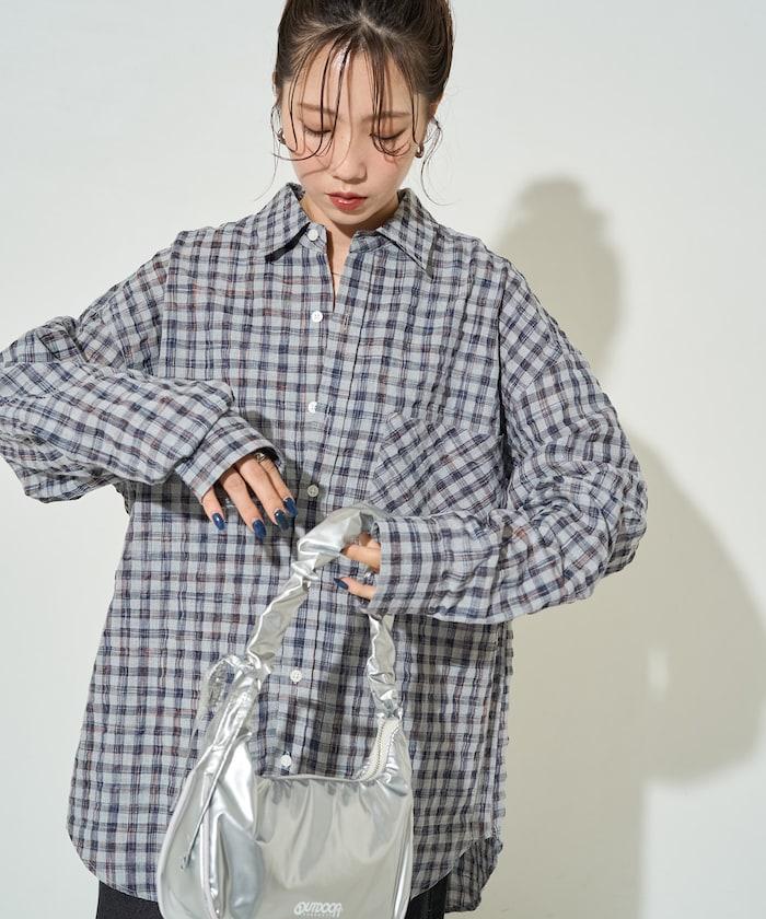 格子紋寬鬆版型襯衫