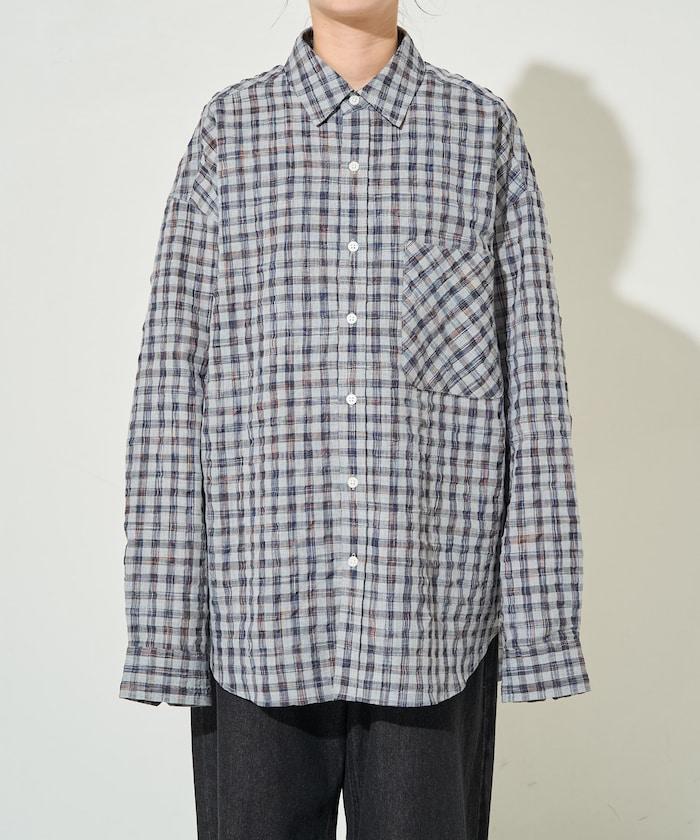 格子紋寬鬆版型襯衫