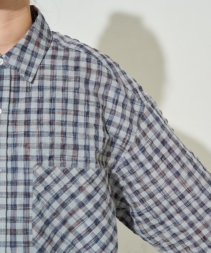 格子紋寬鬆版型襯衫