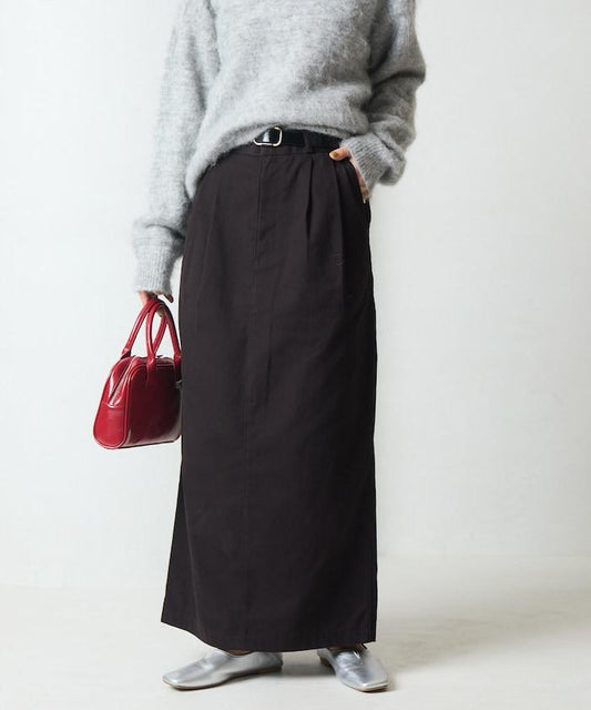 褶皺斜紋棉布半身裙