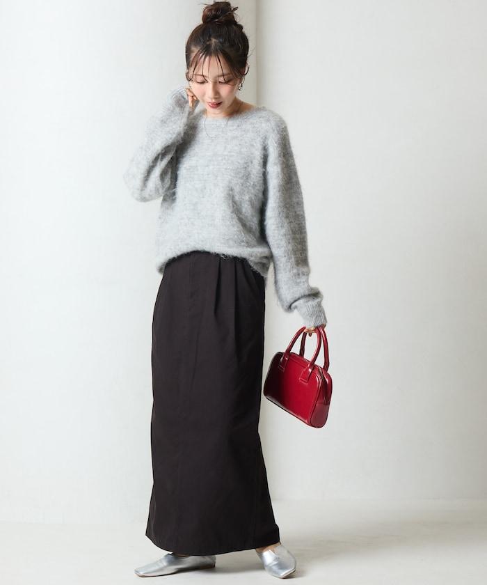 褶皺斜紋棉布半身裙