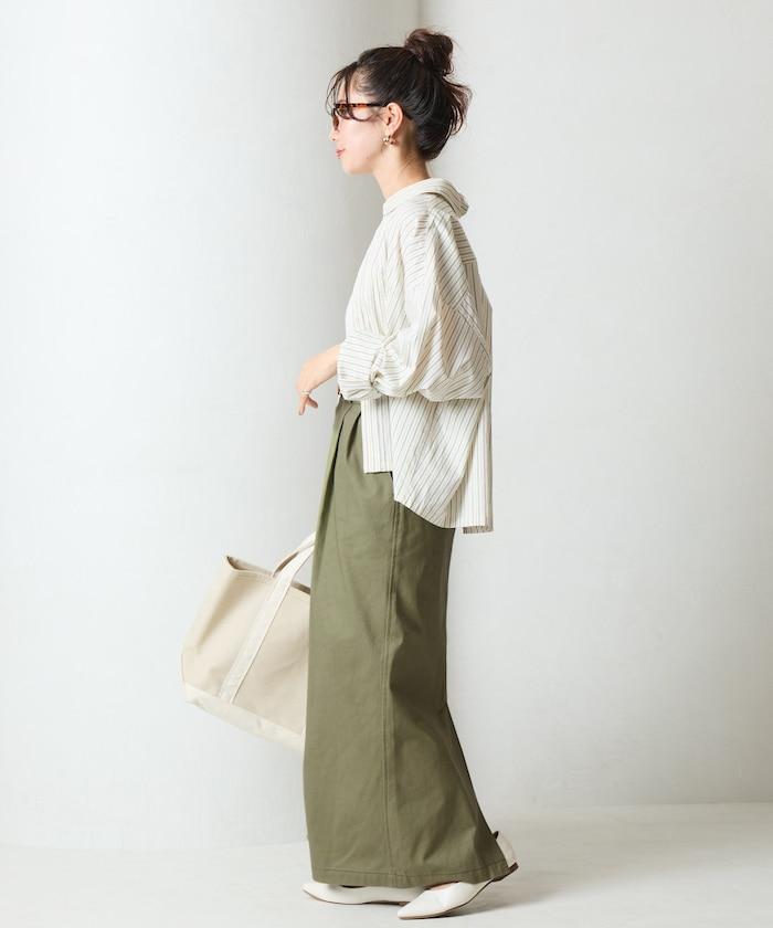 褶皺斜紋棉布半身裙