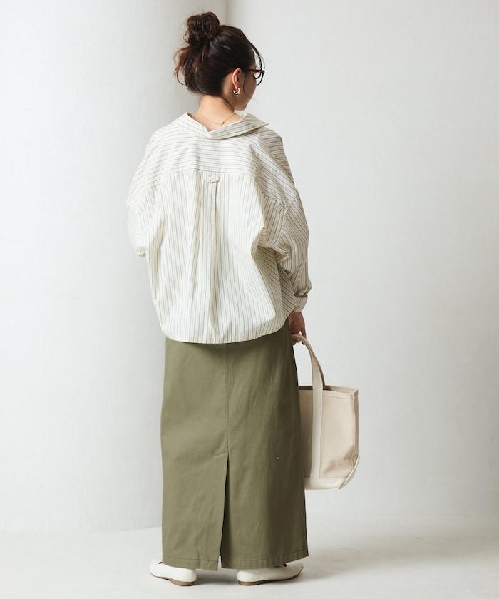 褶皺斜紋棉布半身裙