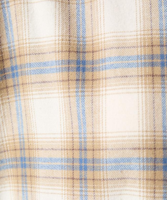 法蘭絨格子寬鬆襯衫連衣裙