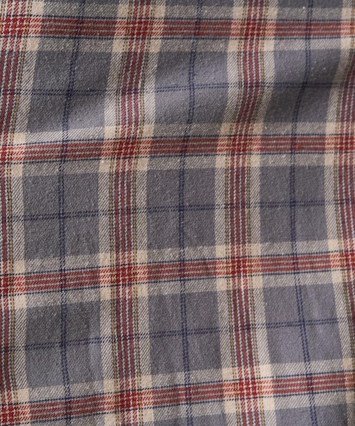 法蘭絨格子寬鬆襯衫連衣裙