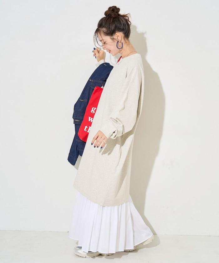 寬鬆版型長袖T恤迷你連衣裙