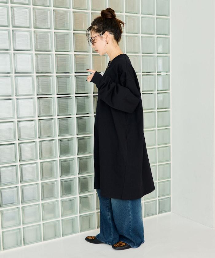 寬鬆版型長袖T恤迷你連衣裙